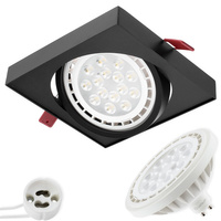 Einbaustrahler beweglich GU10, ES111 Quadrat Schwarz CAPRI + LED GU10, ES111 15W 3000K LUMILED