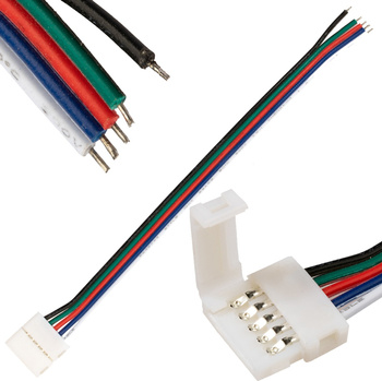 5PIN RGB+W LED-Streifenanschluss einseitig mit 12-mm-Kabel