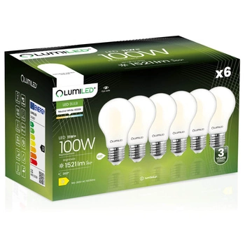 6x LED Lampen E27, Glühbirne A60 11W = 100W 1521lm 360° 4000K nautral Milch Glühfaden LUMILED