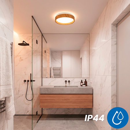 Plafond LED-Deckenleuchte WOODY 24W 4000K Rund IP44 32cm LUMILED