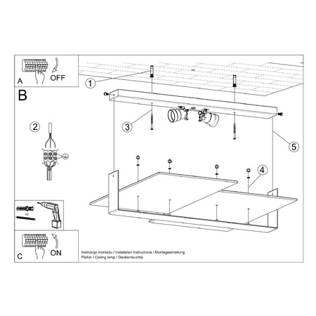 MASSIMO 2xE27 Plafond-Deckenleuchte Weiß SOLLUX