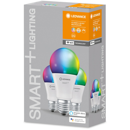 3x LED Lampen E27 A60 9W 806lm CCT RGB LEDVANCE SMART+ WiFi Dimmbar