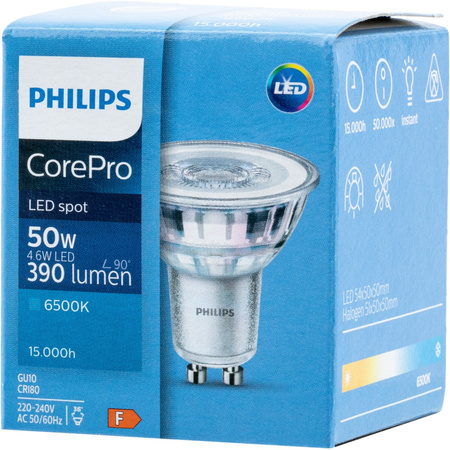 GU10 LED Leuchtmittel 4,6W = 50W 390lm 6500K Kalt 36° PHILIPS