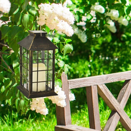 LED-Solar-Gartenlampe hängende Patina-Laterne 27 cm