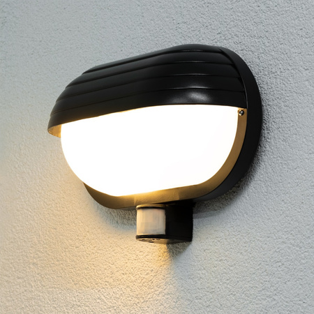 FRODA Gartenwandleuchte E27 IP44 mit PIR-Sensor Schwarz