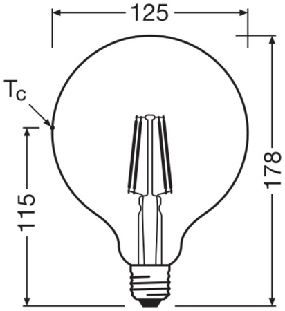 LED Lampen G125 E27 7W = 60W 806lm 2700K Warmweiß FILAMENT LEDVANCE