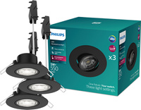 3x LED-Einbauleuchte 5W 550lm 4000lm Neutral Neutral Moving Round Black Dimmbar 3-STEP SceneSwitch Cilantro Philips