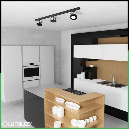 1.5m Stromschiene + 3x Schienenstrahler GU10 AR111 Schwarz VICTUS LUMILED