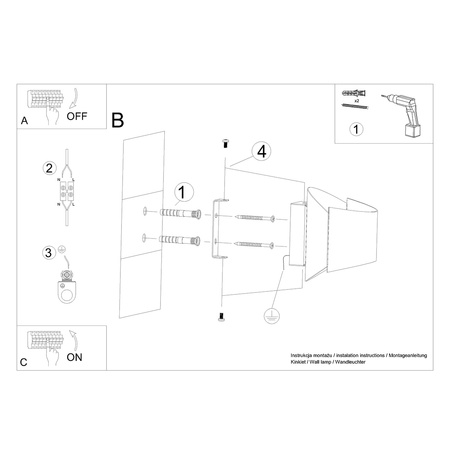 Wandleuchte TONI G9 Schwarz Modern SOLLUX
