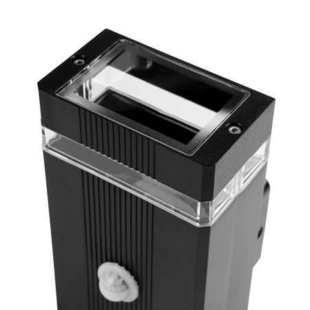 Gartenwandleuchte oben unten 2x GU10 Schwarz Bewegungs- und Dämmerungssensor HEDERA LUMILED