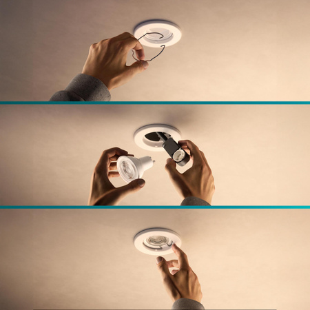 3x LED GU10 Unterputzmontage Aluminium Rund Weiß Peridot Philips