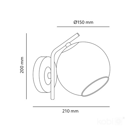 Wand Wandleuchte Aufputz E14 Schwarz Gold Globe Elegance Kobi