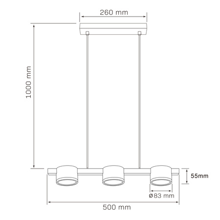 Hängelampe 3x GX53 Schwarz MIRELLA Sanico Goldlux