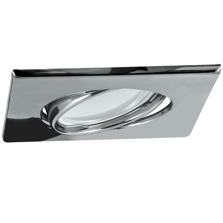 Set aus 3x beweglicher Halogenlampe GOLDLUX (Polux), quadratisch, Chrom + GU10 3,5W LED Lampen