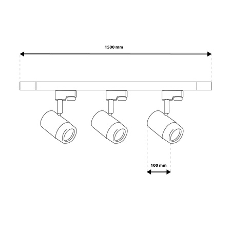 1.5m Stromschiene + 3x Schienenstrahler GU10 Schwarz-Gold SAGI LUMILED