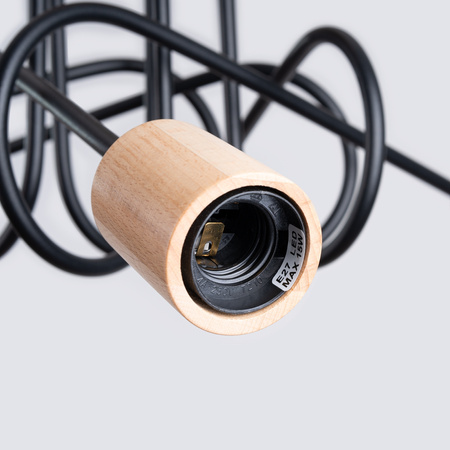 Deckenleuchte Kronleuchter Spider Pendelleuchte 5x E27 Naturholz Schwarz Glut Pfirsich Puff SL.1478 Sollux