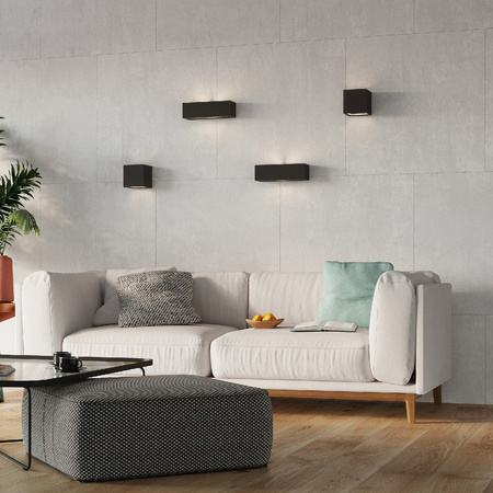 Wandleuchte VEGA E27 Up-Down Rechteckig Keramik Modern Schwarz SOLLUX