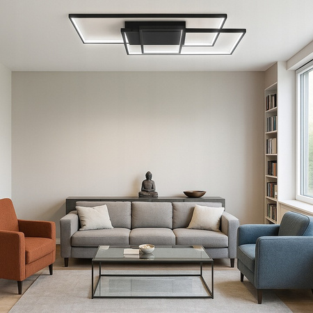 LED Kronleuchter Deckenleuchte 90W CCT GALAXIS VELA Schwarz + Fernbedienung