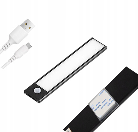 LED-Unterschrankleuchte Möbelleiste 1W 4500K 20cm mit Bewegungsmelder Schwarz