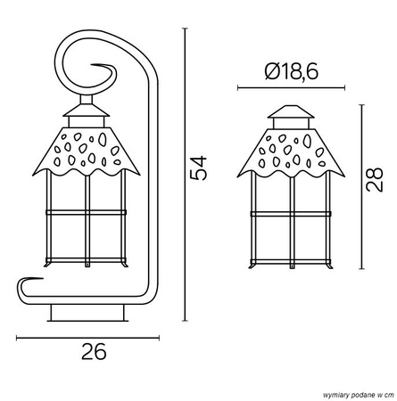Außenstehende Gartenleuchte POST Toledo K 4011/1/R E27 54cm Su-Ma