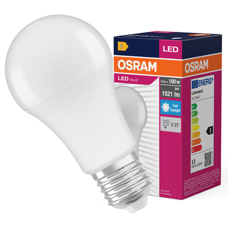 LED-Lampe A60 E27 13W = 100W 1521lm 6500K Kalt 180° VALUE CLASSIC Osram