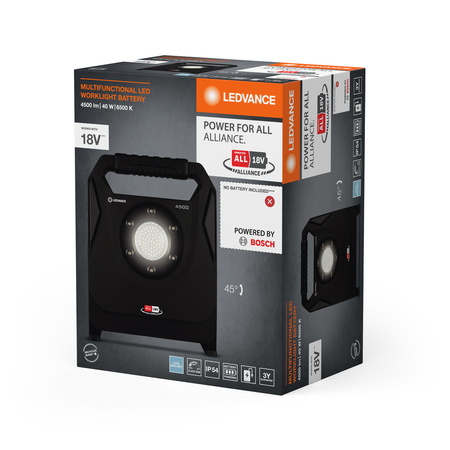 LED-Flutlicht Batterielampe auf Ständer Tragbares Arbeitslicht 40W 4500lm 6500K IP54 Schwarz Arbeitslicht Ledvance