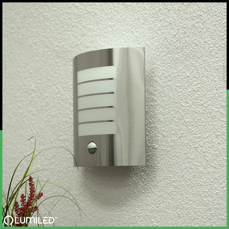 Wandleuchte Außen E27, Garten-Wandleuchte IP44 Schwarz mit Bewegungs- und Dämmerungssensor NIGELLA LUMILED