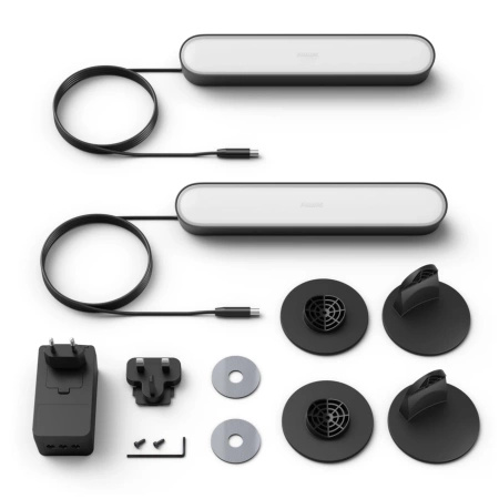 Philips HUE Play Set aus zwei schwarzen Schreibtischlampen + Netzteil 78202/30/P7