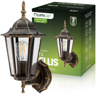 Wandleuchte Außen E27, Hängende Gartenlaterne Patina BELLIS LUMILED