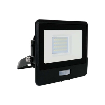 LED Fluter 20W 1510lm 4000K IP65 Schwarz mit Muffe, Bewegungssensor und CUT-OFF-Funktion Samsung Chip VT-128S-B V-TAC