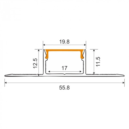 Aluminium-LED-Profil für Gipskartonplatten REGIPS breit Unterfliese eloxiert 2m mit milchigem Lampenschirm für LED-Streifen + Kappen GNS Ecolight Serie