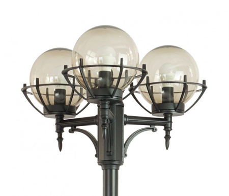 Outdoor-Gartenlampenmast LATERNE E27 Kugeln mit Korb 200 OGMWN 3 KPO 180-280cm schwarz Su-Ma