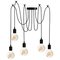 Pendelleuchte mit 5x E27-Sockeln einstellbare, Hängelampe Schwarz mit 3-fach Pendel Spinne Arane LUMILED