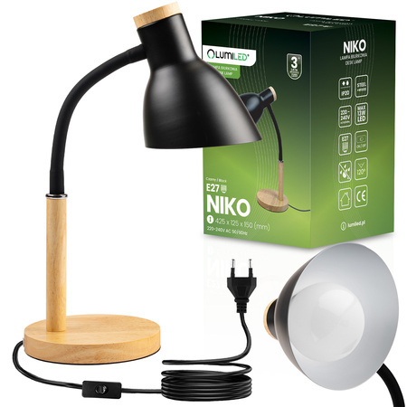 Schreibtischlampe Schule Zeichentisch Dekorativ E27 NIKO Schwarz Lumiled