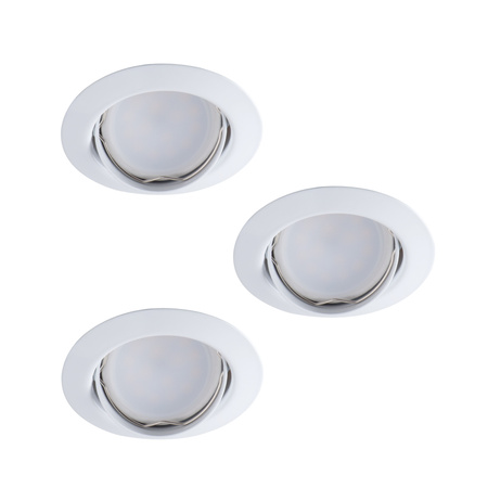Set aus 3x TRIBIS II GU10 PAR16 10W Deckeneinbauleuchte rund Moving white + GU10 Leuchtmittel 400lm 3000K Warm KANLUX