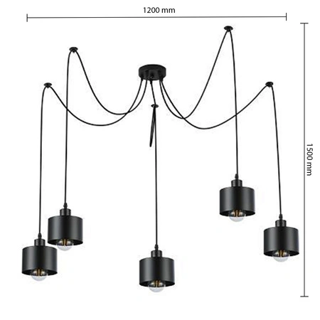 Masterled Ceiling Luminaire 5x E27 Schwarz Elza Pendelleuchte