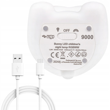 LED Tischlampe für Kinder 1.5W 28lm 3000K Warm RGB 360° Weiß Masterled Rabbit