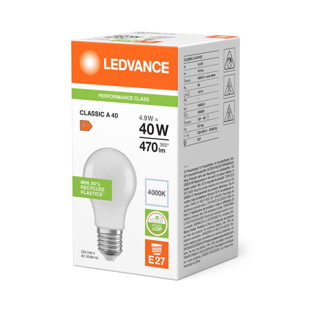 LED Lampen A60 E27 4.9W = 40W 470lm 4000K Neutralweiß LEDVANCE