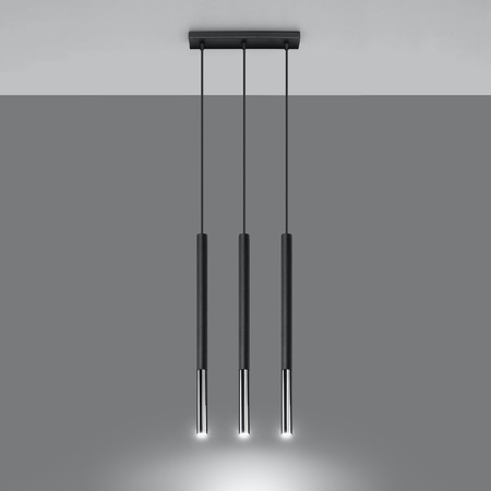 MOZAICA 3L 3xG9 Hängende Deckenleuchte Elegant Schwarz Chrom SOLLUX