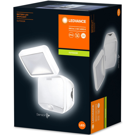LED-Flutlicht 4W 260lm 4000K IP54 Weiß mit Bewegungsmelder LEDVANCE SPOTLIGHT Batteriebetrieben