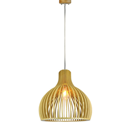 Hängeleuchte E27 Holzschirm mit Chrom-Finish rund 45x45cm VT-4453 V-TAC