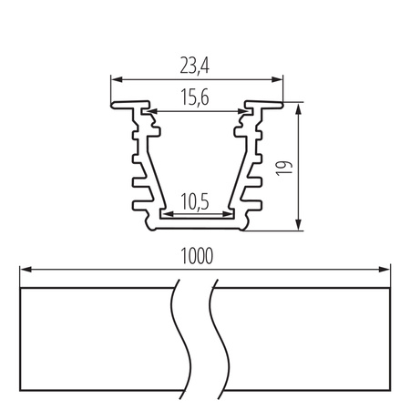 Aluminium-Einbauprofil PROFILO I 1m Weiß mit weißem Diffusor und Dübel KANLUX