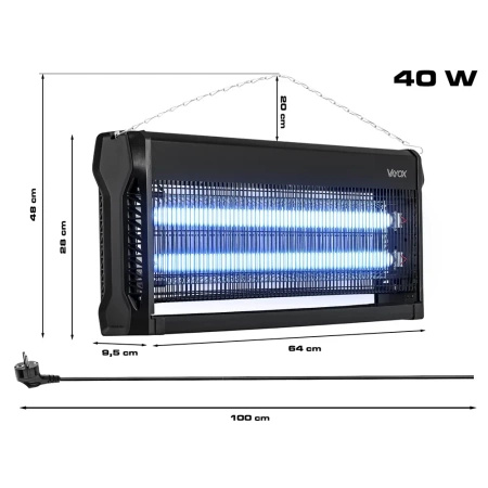 Insektizide Lampe Elektrische Falle 180m2 40W für Fliegen Mücken Insekten VAYOX
