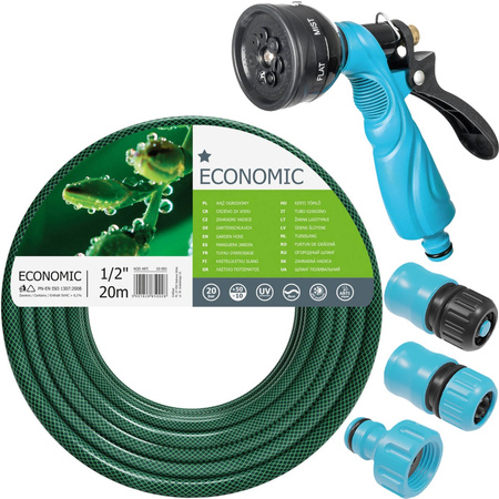 Garten-Wasserschlauch-Set 1/2" 20m, Pistolensprenger, Anschluss mit Gewinde, Schnellkupplung Stop, Schnellkupplung Überlauf 1/2" CELLFAST