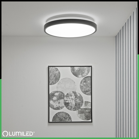 LED Decke Plafond Aufputz 36W 4000K CELIS Rund IP44 Schwarz Ring ALS LUMILED