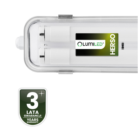 Hermetische Feuchtraumleuchte LED 2x T8, G13 Leuchte IP65 60cm HERSO LUMILED