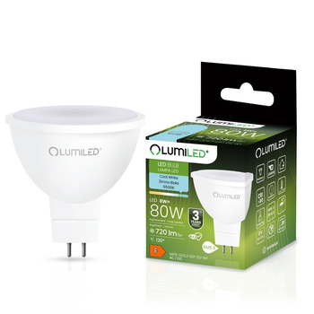 LED-Lampe GU5.3 MR16 8W = 80W 720lm 6500K Kalt 120° 12V LUMILED