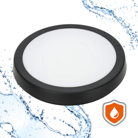 LED-Badezimmerdecke Aufputz 24W 2280lm 4000K 120° mit Bewegungs- und Dämmerungssensor Schwarz IP65 Nairos Kobi