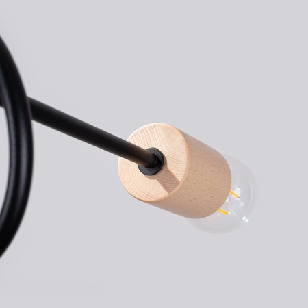 Deckenleuchte Kronleuchter Spider Pendelleuchte 5x E27 Naturholz Schwarz Glut Pfirsich Puff SL.1478 Sollux