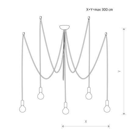 SPIDER Deckenleuchte 6788 Nowodvorski Schwarz 5xE27 Pendelleuchte Spider 300 cm Modern
